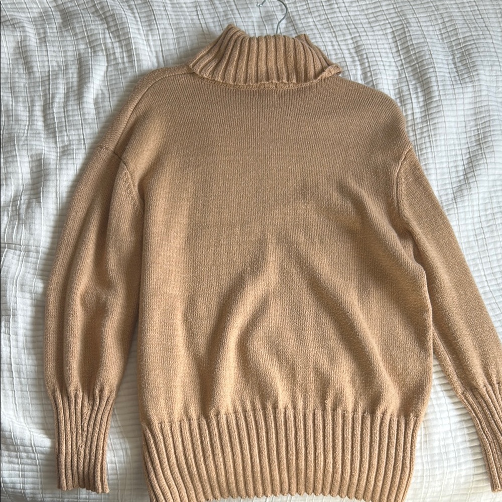Classic Beige Turtleneck Sweater - Women